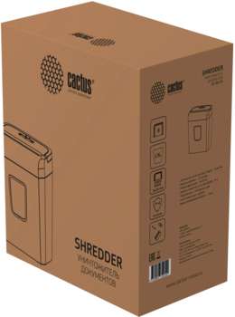 Шредер CACTUS CS-SH-C4 белый фрагменты 8лист. 13лтр. скрепки скобы пл.карты