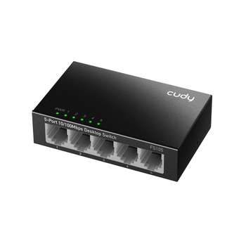 Коммутатор CUDY 5-Port 10/100 Mbps Metal Switch 5-Port 10/100 Mbps Desktop Switch, 5 10/100M RJ45 Ports, Loop Detection, Metal Case, Power Saving, Plug & Play, Wall-Mount