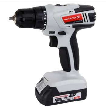 Дрель INTERSKOL Аккумуляторная дрель-шуруповерт ИНТЕРСКОЛ ДА-10/18ЭР 35 ПРОМО, 18В, 1400 об/мин, с 1 АКБ 2 Ач и ЗУ