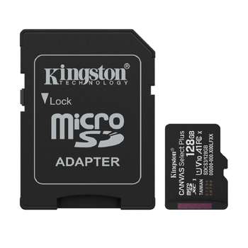 Карта памяти Kingston Micro SecureDigital 128GB  Canvas Select Plus Gen3 150MB/s A1, с адаптером