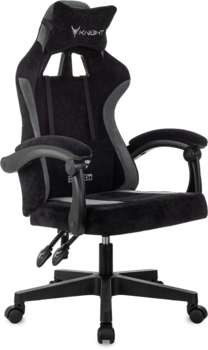 Игровое кресло KNIGHT Кресло игровое Wolf черный/серый крестов. пластик