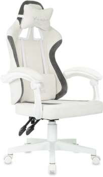 Игровое кресло KNIGHT Кресло игровое Wolf WH молочный/серый крестов. пластик пластик белый