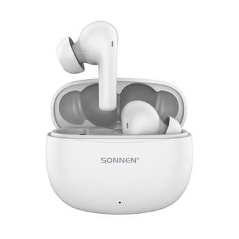 Беспроводные наушники SONNEN Наушники беспроводные TWS внутриканальные, гибридное шумоподавление ANC + ENC, PREMIUM EP-BH34W, Bluetooth 5.3, белые, 514124