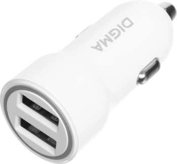 Аксессуар для планшета Digma Автомобильное зар./устр. DGC1С 12W 2.4A 2xUSB белый