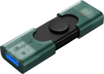 Flash-носитель Kingston Флеш Диск 256GB DataTraveler Duo G2 DTDEG2/256GB USB3.0 зеленый/черный