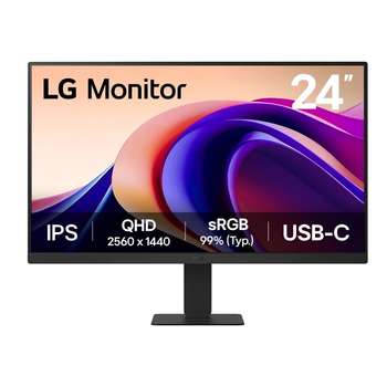 Монитор LG 23.8" UltraFine 24U631A-B черный IPS LED 16:9 HDMI матовая 1000:1 250cd 178гр/178гр 2560x1440 100Hz Quad 2K  USB 3.6кг