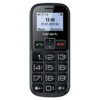 Смартфон TEXET Телефон мобильный TM-B322, 2 SIM, 1,44", microSD, FM, MP3, фонарик, SOS, черный, 127347