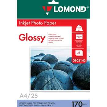 Фотобумага Lomond 0102143  односторонняя глянцевая А4, 170г/м2, 25 листов